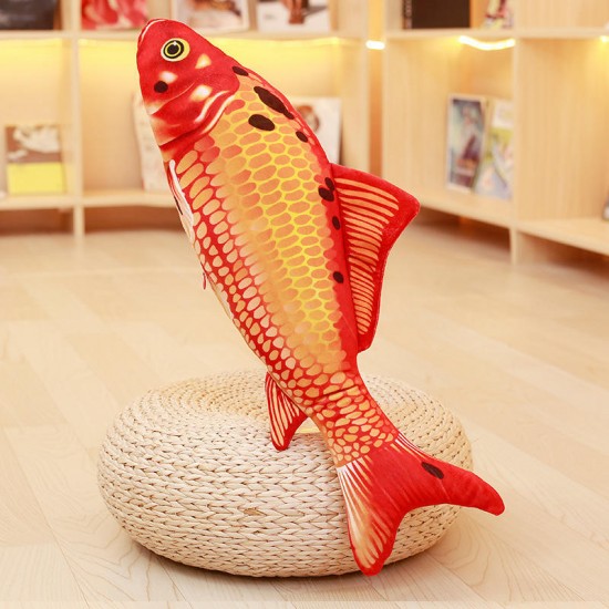 KCASA Taisho Showa Red White Gibel Carp Golden Koi Fish Stuffed Plush Toy 3D Carp Pillow Koi Fish Stuffed Plush Toy Animal Fish Toy Dolls with PP Cotton for Children Lovers Birthday Gift