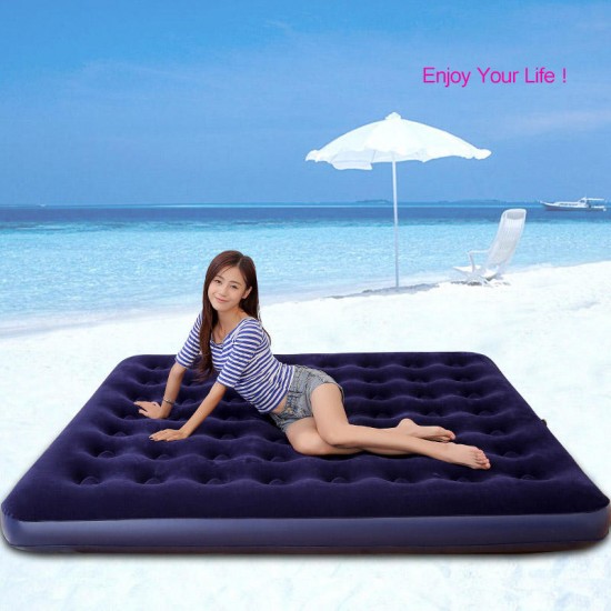 Deluxe Inflatable Bed Outdoor Soft Flocked Top For Comfort Airbed Twin Queen King Size Bed