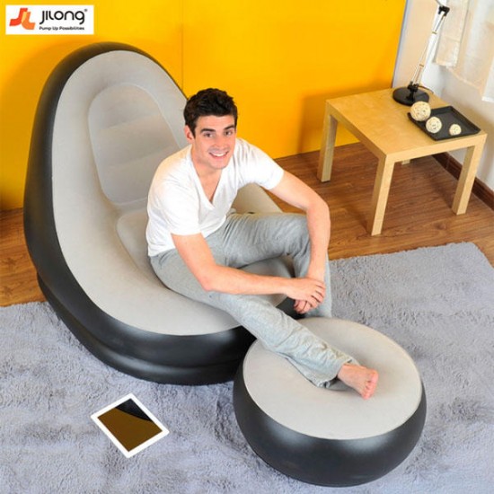 JILONG Portable Air Flocking Fast Inflatable Lazy Sofa Sleep Bed Set Foot Cushion Home Garden Furniture