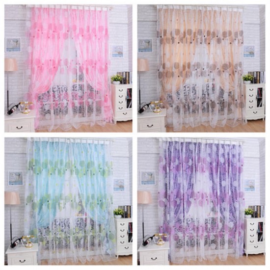 100x200cm Bird Nest Print Tulle Window Curtain Balcony Bedroom Bay Window Screen