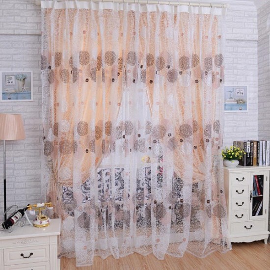 100x200cm Bird Nest Print Tulle Window Curtain Balcony Bedroom Bay Window Screen