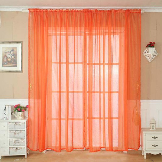 100x200cm Pure Color Tulle Window Curtain Balcony Bedroom Soft Curtain