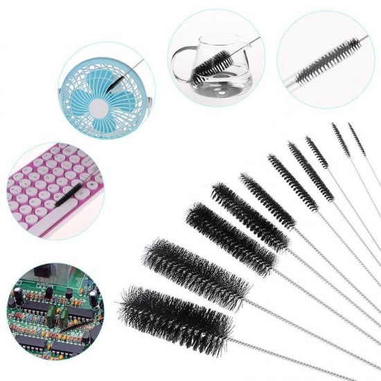 10Pcs Nylon Tube Brush Set Cleaning Brush Set for Drinking Straws Glasses Keyboards Jewelry Cleaning Home Cleaning Supplies