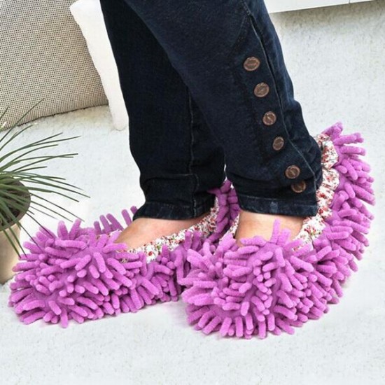 2Pcs Multifunction Chenille Cleaning Mop Shoes Mophead Overshoe Floor Dust Cleaning Slippers