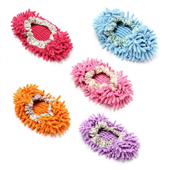 2Pcs Multifunction Chenille Cleaning Mop Shoes Mophead Overshoe Floor Dust Cleaning Slippers