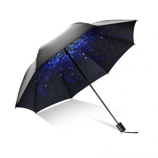 3D Starry Night Anti-UV Rainy Sunny Umbrella Ultralight Travel Windproof Umbrella Women Gift