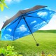 Anti UV Sun Protection Umbrella Blue Sky 3 Folding Parasols Rain Umbrella