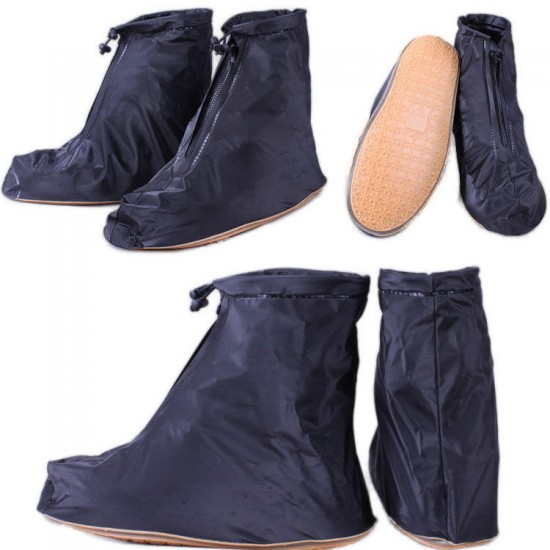 Men Women Rain Shoes Cover Zipper Ankleboots Waterproof Flat Slip Resistant Overshoes Accessories