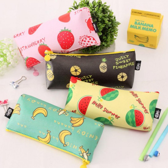 Creative fruit family PU pencils waterproof student pencil case storage bag stationery pencil bag