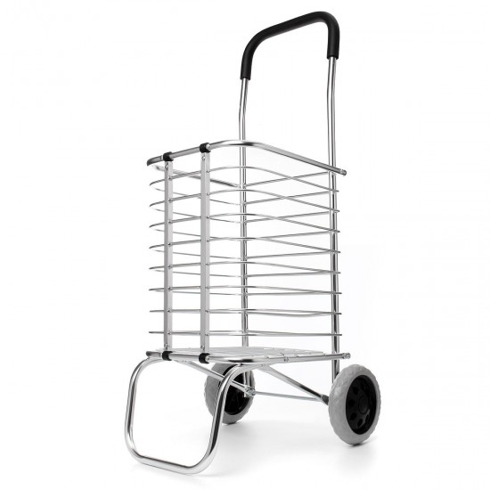 Folding Portable Shopping Basket Cart Trolley Trailer Two Wheels Aluminum Alloy