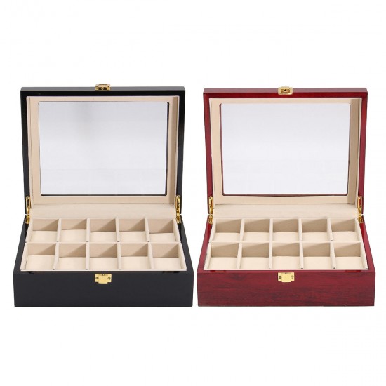 10 Grids Retro Red Wooden Watch Display Case Durable Packaging Holder Jewelry Collection Storage Watch Organizer Box Casket