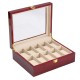 10 Grids Retro Red Wooden Watch Display Case Durable Packaging Holder Jewelry Collection Storage Watch Organizer Box Casket