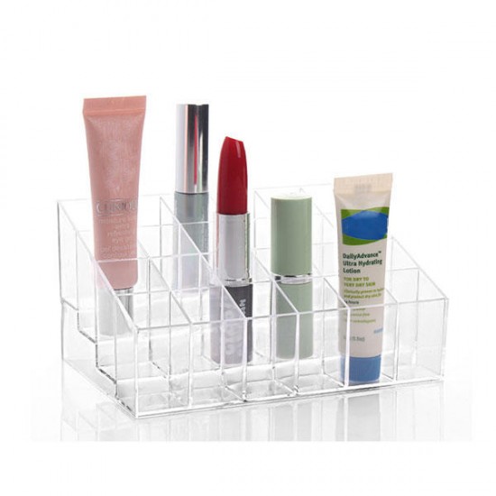 24 Lipstick Holder Display Stand Clear Acrylic Makeup Organizer Sundry Transparent Storge Boxes