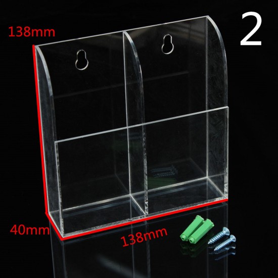 Acrylic TV Air Conditioner Remote Control Holder Case Wall Mount Storage Box