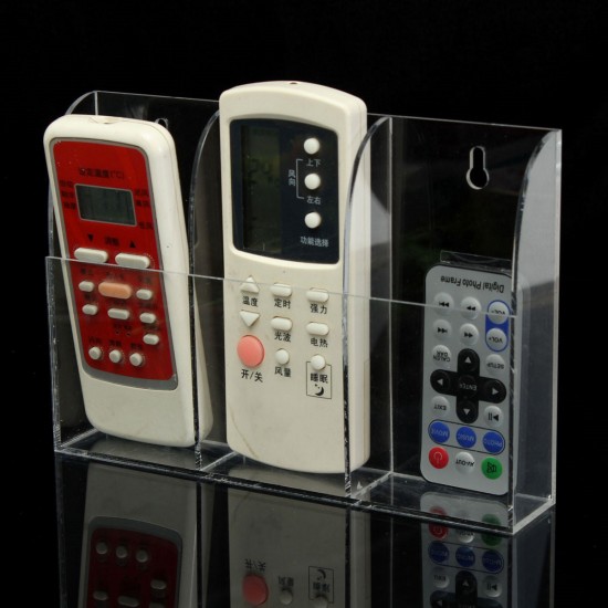 Acrylic TV Air Conditioner Remote Control Holder Case Wall Mount Storage Box