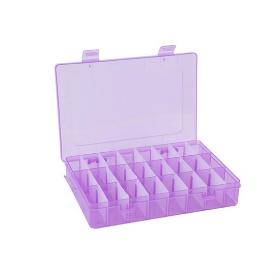 Adjustable 24 Grids Plastic Clear Case Box Holder Container Pills Jewelry Earring Nail Art Tips In Desk Small Storager