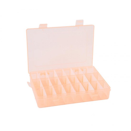 Adjustable 24 Grids Plastic Clear Case Box Holder Container Pills Jewelry Earring Nail Art Tips In Desk Small Storager