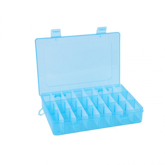 Adjustable 24 Grids Plastic Clear Case Box Holder Container Pills Jewelry Earring Nail Art Tips In Desk Small Storager