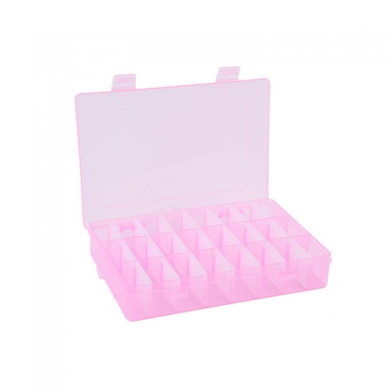 Adjustable 24 Grids Plastic Clear Case Box Holder Container Pills Jewelry Earring Nail Art Tips In Desk Small Storager