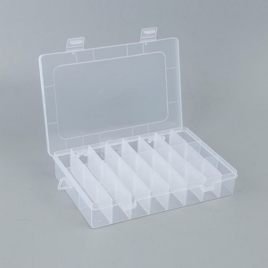 Adjustable 24 Grids Plastic Clear Case Box Holder Container Pills Jewelry Earring Nail Art Tips In Desk Small Storager