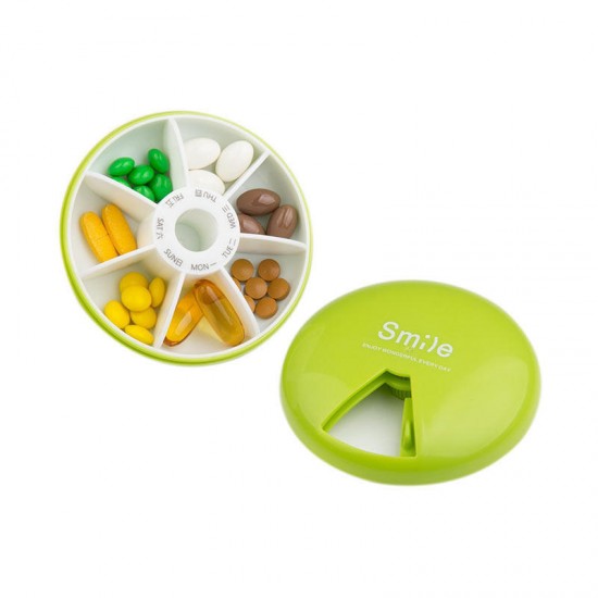 Honana HN-PB006 7 Compartments Pill Organizer Weekly Rotation Pill Box Medicine Planner