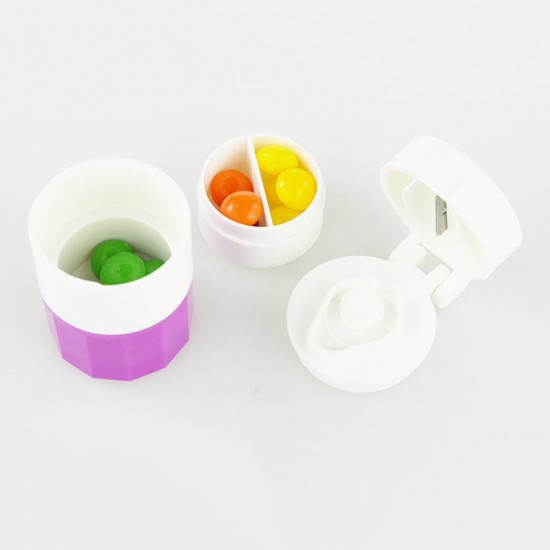 Honana HN-PB009 3 in 1 Portable Pill Case Cutter Crusher 4 Layers Travel Pill Medicine Box