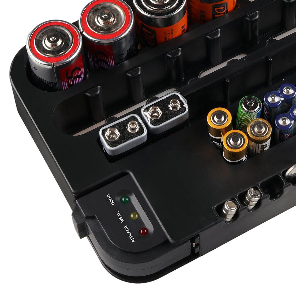 Battery Organizer with Battery Tester Storage Box Case for 72pcs AA AAA