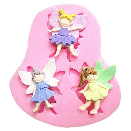 3 Elf Angel Silicone Fondant Mold Chocolate Polymer Clay Mould