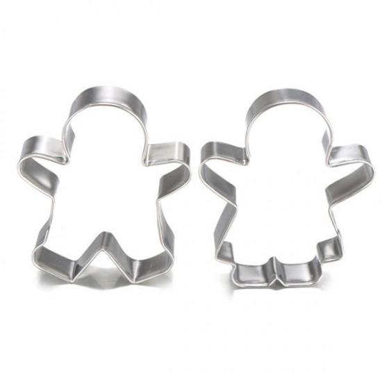 3Pcs Christmas Gingerbread Man Cookie Cutter Stainless Steel Biscuit Mold