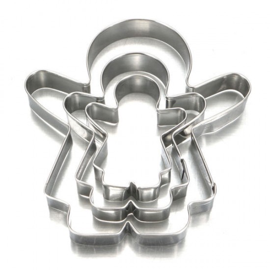 3Pcs Christmas Gingerbread Man Cookie Cutter Stainless Steel Biscuit Mold