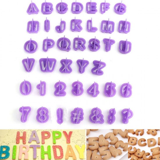 40PCS Plastic Alphabet Letter Cake Biscuit Baking Mould Fondant Cookie Cutters