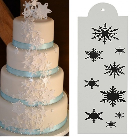 Snowflake Side Cake Stencil Border Designer Decorating Craft Cookie Baking Tool