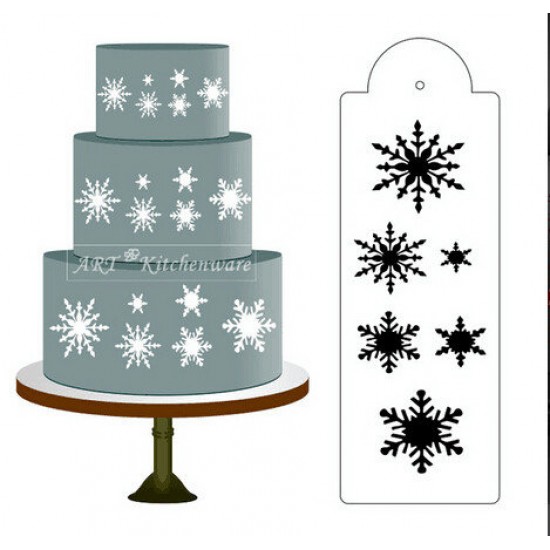 Snowflake Side Cake Stencil Border Designer Decorating Craft Cookie Baking Tool