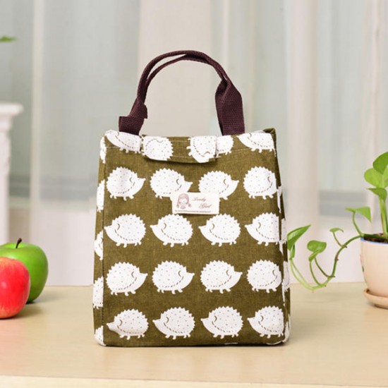 Woman Hand-held Lunch Tote Bag Travel Picnic Cooler Insulated Handbag Waterproof Storage Containers