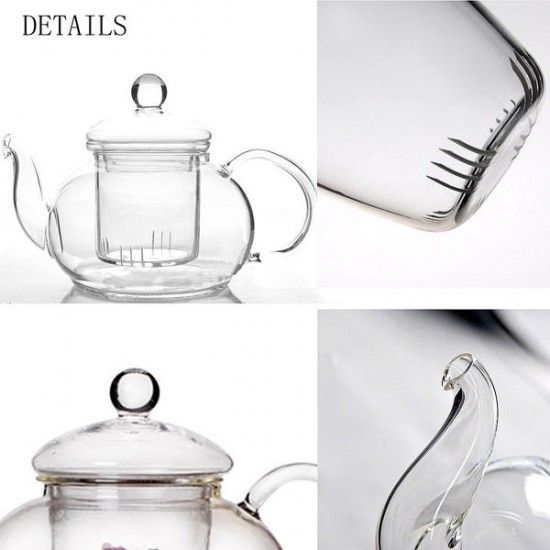 350ML-1000ML Heat Resistant Glass Teapot With Infuser Coffee Tea Leaf