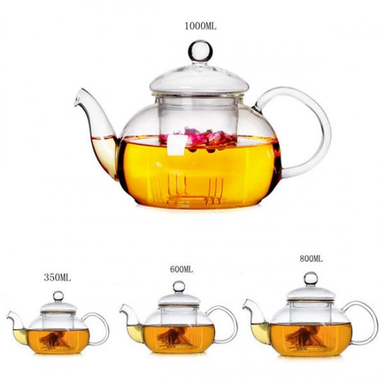 350ML-1000ML Heat Resistant Glass Teapot With Infuser Coffee Tea Leaf