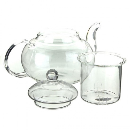 350ML-1000ML Heat Resistant Glass Teapot With Infuser Coffee Tea Leaf