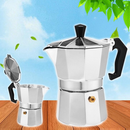 50 / 100 / 150 / 450ml Silver Aluminum Octagonal Mocha Coffee Pot Cup Percolator Maker Tea Pot