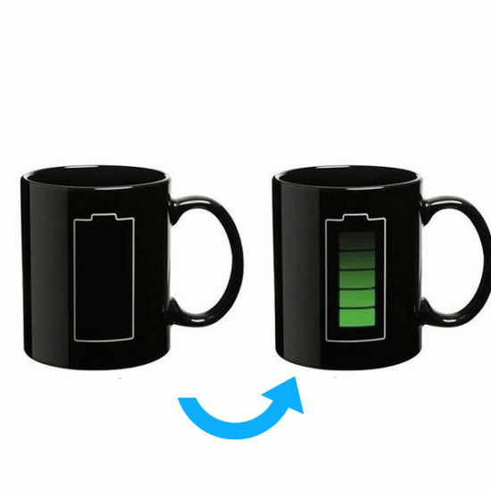 Magic Battery Morph Porcelain Temperature Color Changing Mug Cup