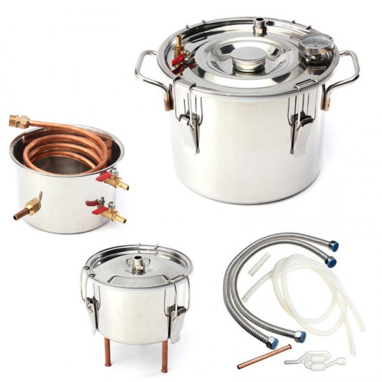 10L 2Gal Home DIY Alcohol Distiller Moonshine Ethanol Copper Still Stainless Kit Still Stainless Brewing Equipment