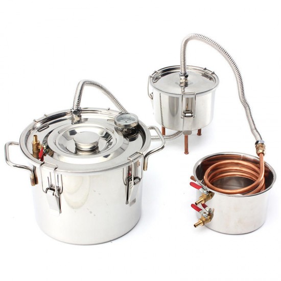 10L 2Gal Home DIY Alcohol Distiller Moonshine Ethanol Copper Still Stainless Kit Still Stainless Brewing Equipment