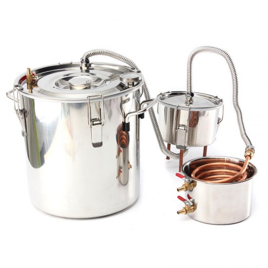 20L 5Gal Alcohol Distiller With Thumper Keg DIY Handmade Moonshine Water Copper Hine For B-eer W-ine Making Stainless Boiler Christmas Gift