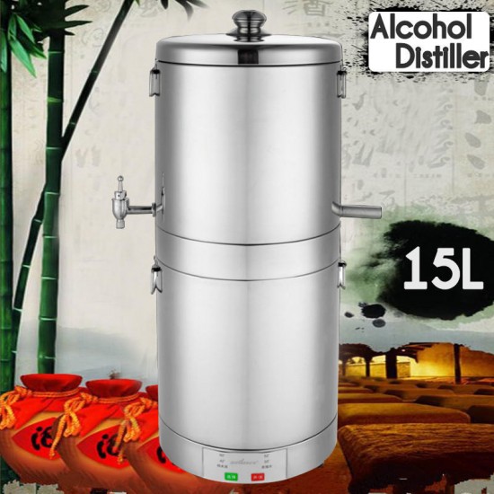 220V 15L Stainless Alcohol Multiple Cooking W-ine Distiller B-eer Maker Moonshine Ethanol Stainless Still Boiler Home Moonshine Boile Gifts