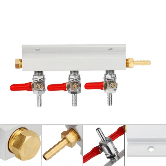 3 Way CO2 Gas Distribution Block Manifold With 7mm Hose Barb Wine Making Tools Draft Beer Dispense