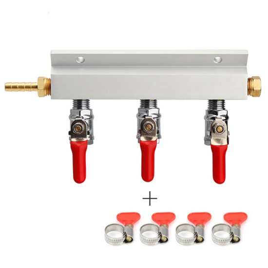 3 Way CO2 Gas Distribution Block Manifold With 7mm Hose Barb Wine Making Tools Draft Beer Dispense