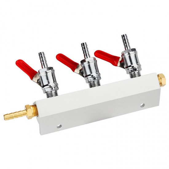 3 Way CO2 Gas Distribution Block Manifold With 7mm Hose Barb Wine Making Tools Draft Beer Dispense