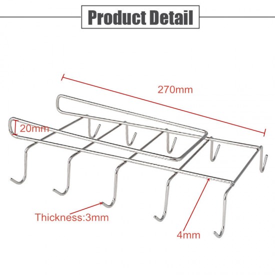 12 Hooks Stainless Steel Kitchen Storage Rack Cupboard Hanging Hook Shelf Dish Hanger Chest Storage