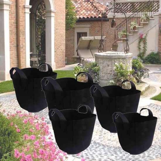 1/2/6/9 Gallon Black Felt Pots Garden Plant Grow Bag Pouch Aeration Container