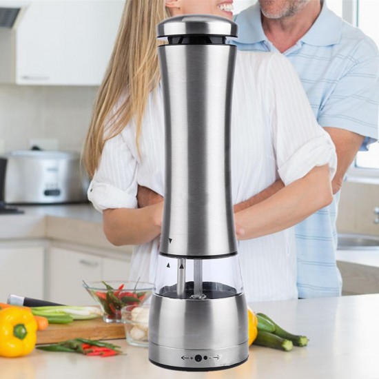 Automatic Electric Pepper Mill Shakers Stainless Steel Adjustable Salt Pepper Grinder