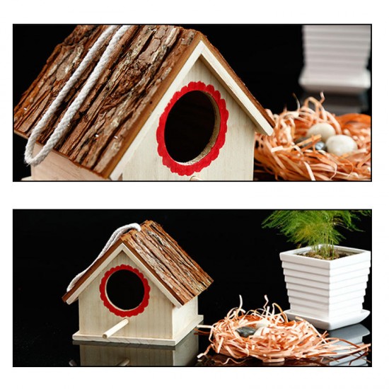 Creative Bird Nest Simulated Bark House Shape Bird Breeding Box Pet Toys